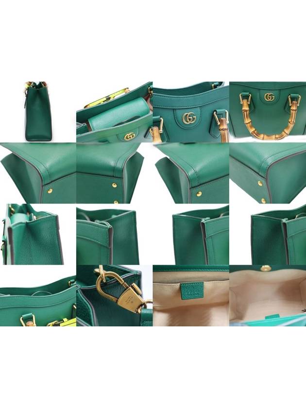 Women s Leather Tote Bag Green Gucci 660195 Emerald Diana Bamboo Small - GUCCI - BALAAN 10