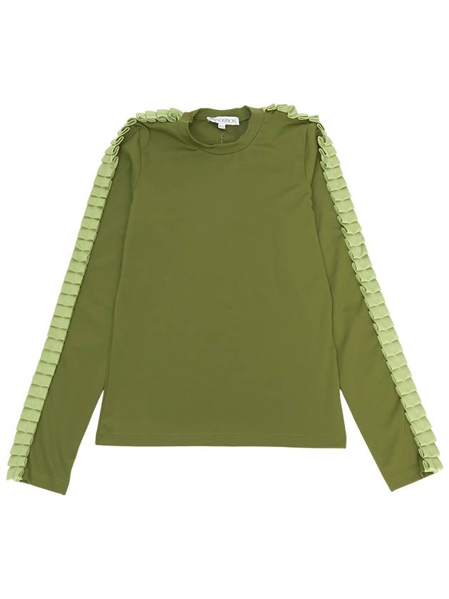 Pleated Trim Long Sleeve T-Shirt Green - JW ANDERSON - BALAAN 2