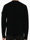 Compass Badge Crewneck Virgin Wool Knit Top Black - STONE ISLAND - BALAAN 5