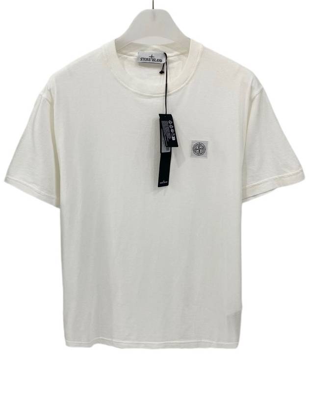 Pisato Effect Logo Patch Short Sleeve T-Shirt White - STONE ISLAND - BALAAN 7