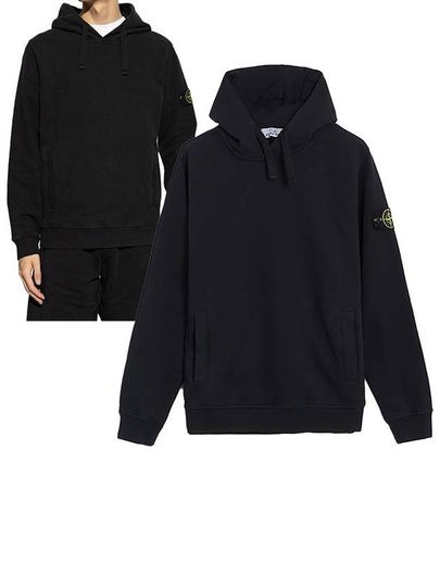 Wappen Patch Brushed Cotton Fleece Hoodie Black - STONE ISLAND - BALAAN 2