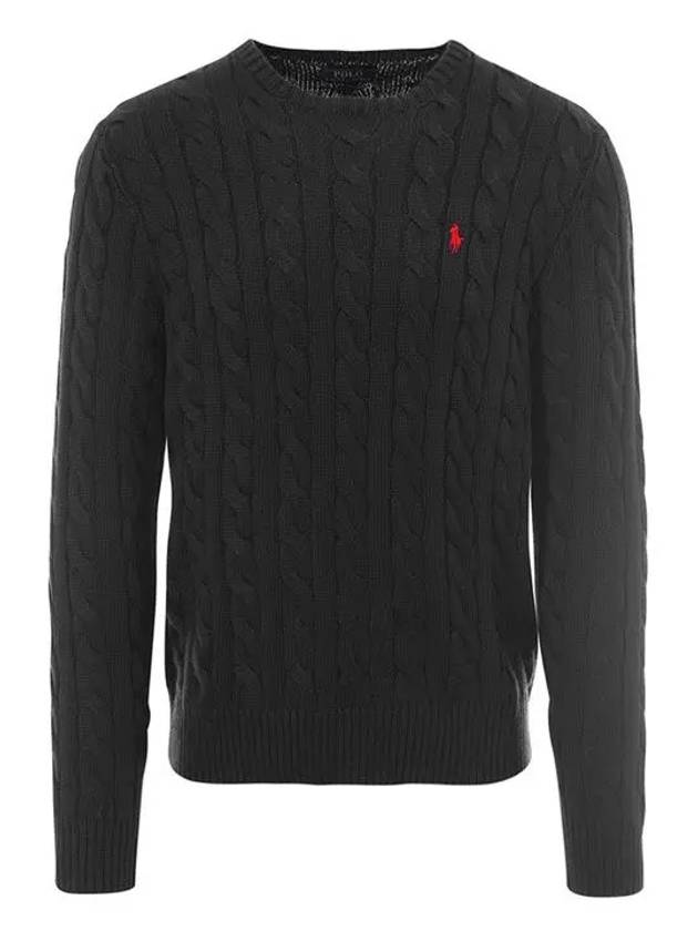 Embroidery Logo Cable Knit Top Black - POLO RALPH LAUREN - BALAAN 2