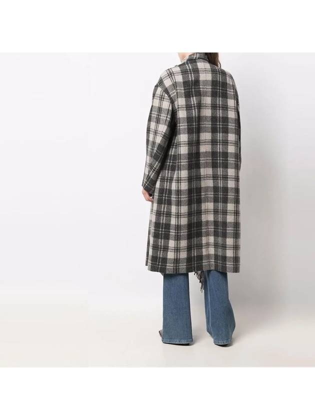 22SS Filming Check Wool Fringe Coat MA1118 22P004E ECBK - ISABEL MARANT - BALAAN 4