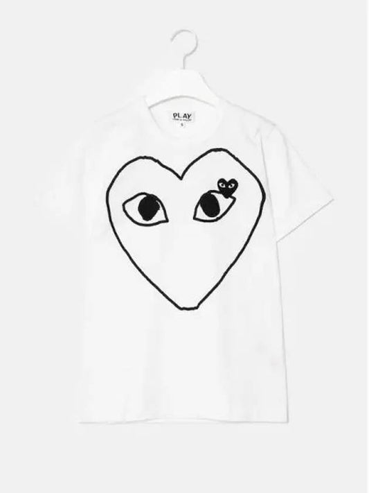 Unisex black wappen line heart t shirt white domestic product GM0024050992407 - COMME DES GARCONS PLAY - BALAAN 1