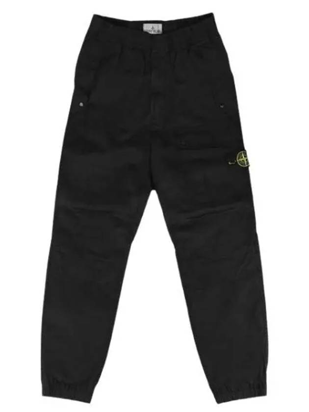 Logo Twill Cotton Cargo Track Pants Black - STONE ISLAND - BALAAN 2