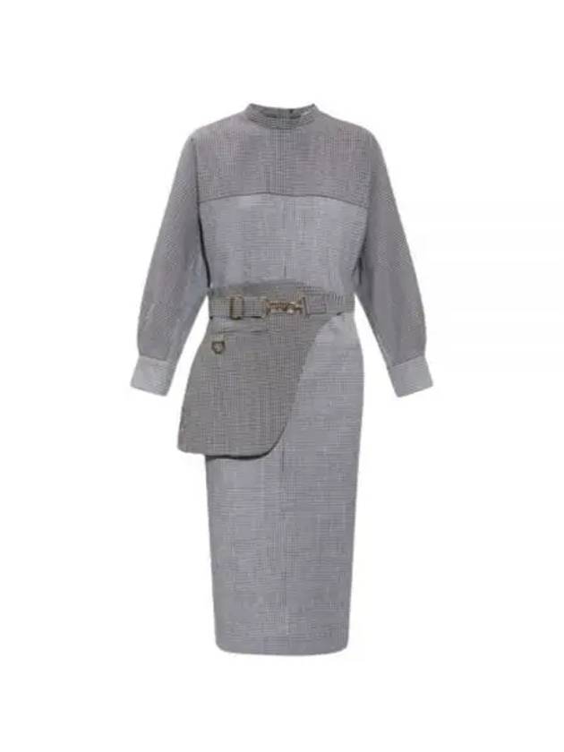 Check pattern belted dress gray FDB877 AKSM - FENDI - BALAAN 1