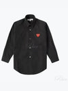 Men's Red Heart Logo Print Long Sleeve Shirt Black - COMME DES GARCONS - BALAAN 2