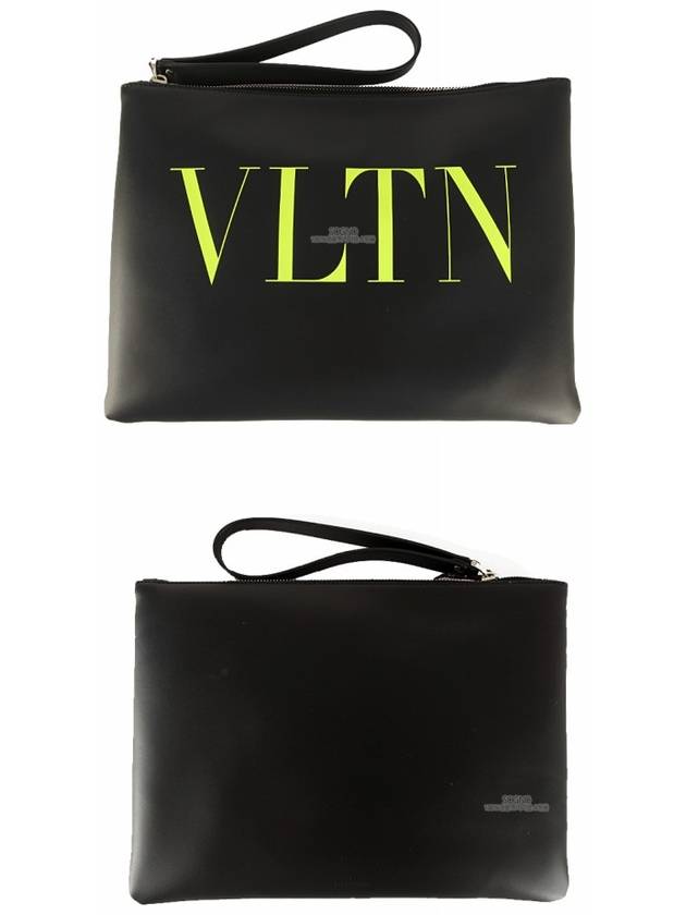 VLNT Logo Calfskin Clutch Bag Black - VALENTINO - BALAAN 5