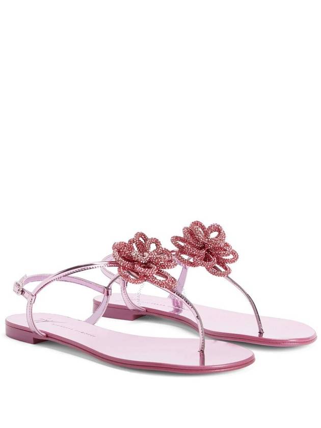 Giuseppe Zanotti Tilly Flower Crystals Embellished Flat Sandals, Brand Size 37 ( US Size 7 ) - GIUSEPPE ZANOTTI - BALAAN 2