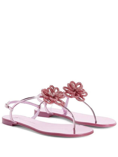 Giuseppe Zanotti Tilly Flower Crystals Embellished Flat Sandals, Brand Size 37 ( US Size 7 ) - GIUSEPPE ZANOTTI - BALAAN 2