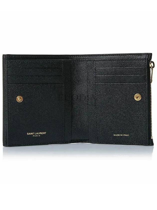 Uptown Compact Grain De Poudre Embossed Leather Halfwallet Black - SAINT LAURENT - BALAAN 6