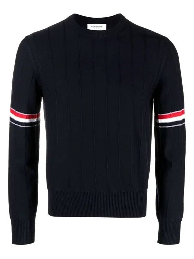 Wool Relaxed Pullover Knit Top Navy - THOM BROWNE - BALAAN 3