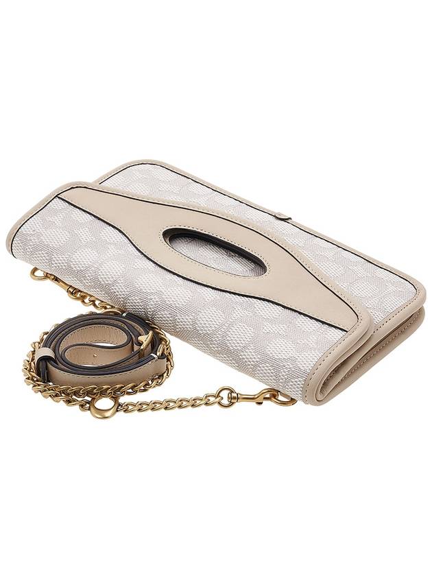 Signature Jacquard Foldover Cut Out Clutch Cross Bag Chalk Ivory - COACH - BALAAN 5