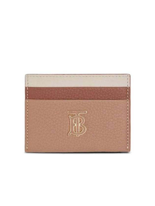 TB Tritone Grainy Leather Card Wallet Beige - BURBERRY - BALAAN 1