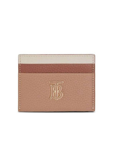 TB Tritone Grainy Leather Card Wallet Beige - BURBERRY - BALAAN 1