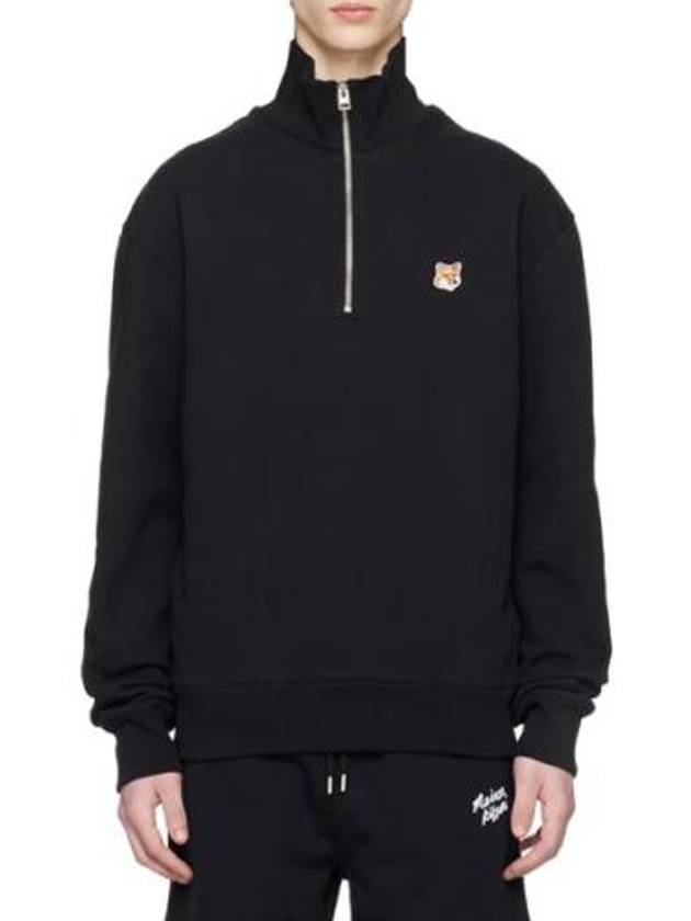 Fox Head Patch Half Zipper Sweatshirt Black - MAISON KITSUNE - BALAAN 3