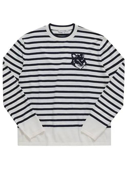 Fox Motif Cotton Long Sleeve T-Shirt Black White - MAISON KITSUNE - BALAAN 2