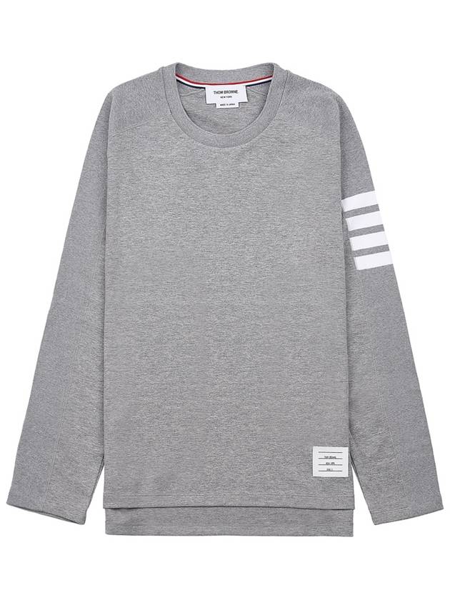 4-Bar Striped Cotton Long Sleeve T-Shirt Light Grey - THOM BROWNE - BALAAN 11