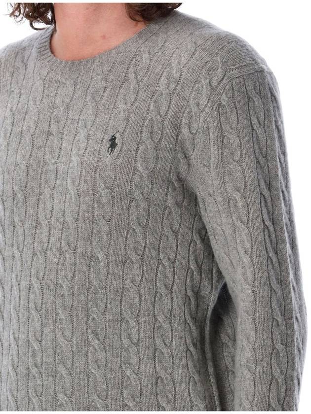 Embroid Logo Cable Knit Top Grey - POLO RALPH LAUREN - BALAAN 4