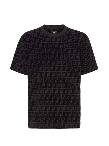 FF Logo Pique Short Sleeve T-Shirt Black - FENDI - BALAAN 1