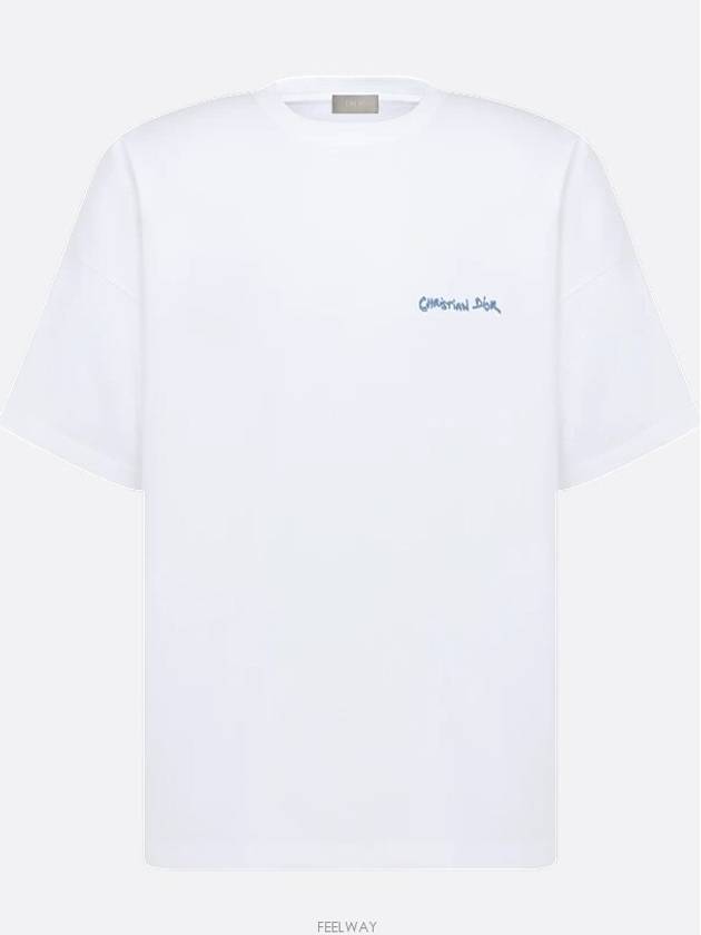 Embroidered Logo Cotton T-Shirt White - DIOR - BALAAN 6