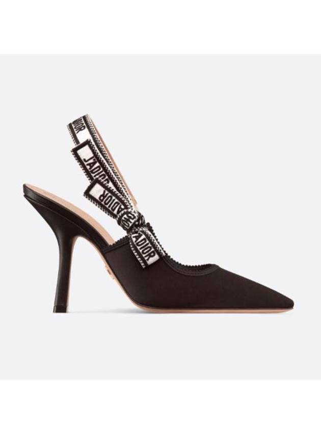 J'adior Embroidered Satin Cotton Slingback Heels Black - DIOR - BALAAN 2