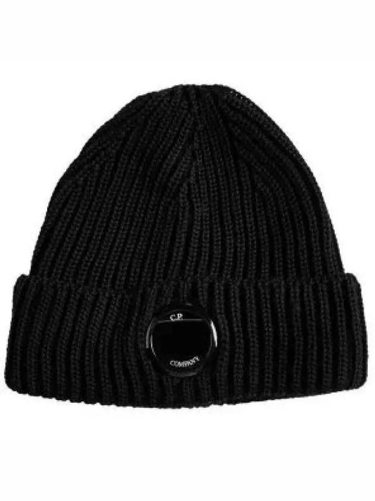 Lens Wappen Extra Fine Merino Wool Beanie Black - CP COMPANY - BALAAN 2