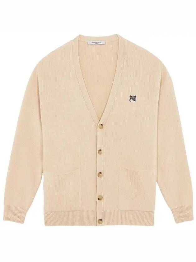 Grey Fox Head Patch Relax Cardigan Beige - MAISON KITSUNE - BALAAN 3