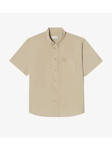 Men s SUMMER Pack Poplin Short Sleeve Shirt Beige - LACOSTE - BALAAN 1