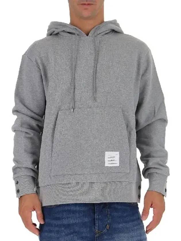 Men's Center Back Stripe Logo Patch Hoodie Grey - THOM BROWNE - BALAAN 3