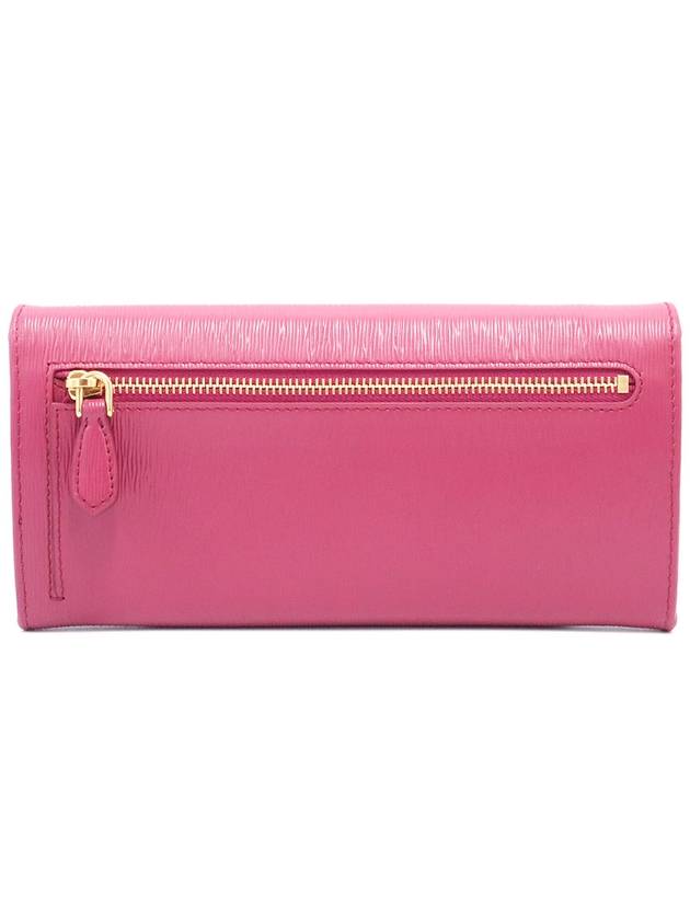 Women s Prada 1MH132 Pink Saffiano Gold Metal Lettering Logo Long Wallet gt Gangbuk used luxury goods - PRADA - BALAAN 4