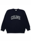 Logo Oversized Wool Knit Top Navy - CELINE - BALAAN 2