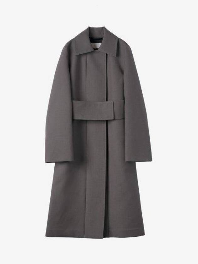 Women's Sports Fleece Wool Trench Coat Grey - JIL SANDER - BALAAN 2