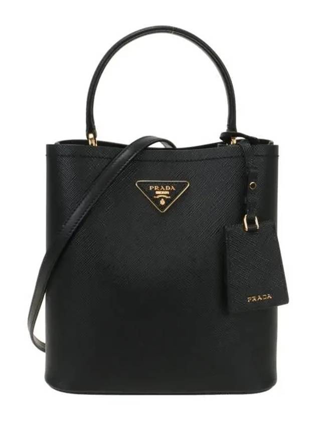 Pannier Saffiano Leather Medium Tote Bag Black - PRADA - BALAAN 2