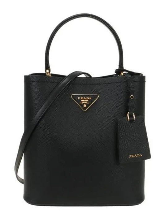 Pannier Saffiano Leather Medium Tote Bag Black - PRADA - BALAAN 2