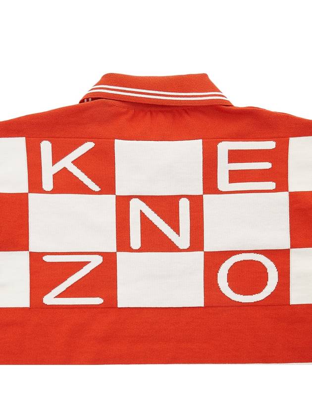 Men's Logo Graphic Striped Cotton Polo Shirt Red - KENZO - BALAAN 9