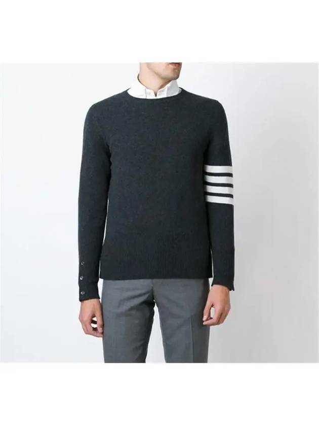 Diagonal Classic Cashmere Knit Top Dark Grey - THOM BROWNE - BALAAN 4