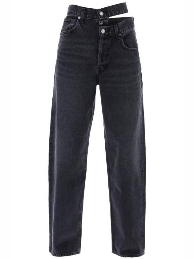 WoMen's Broken Waistband Straight Jeans Black - AGOLDE - BALAAN 2