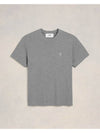 Embroidered Logo Cotton Short Sleeve T-Shirt Grey - AMI - BALAAN 2