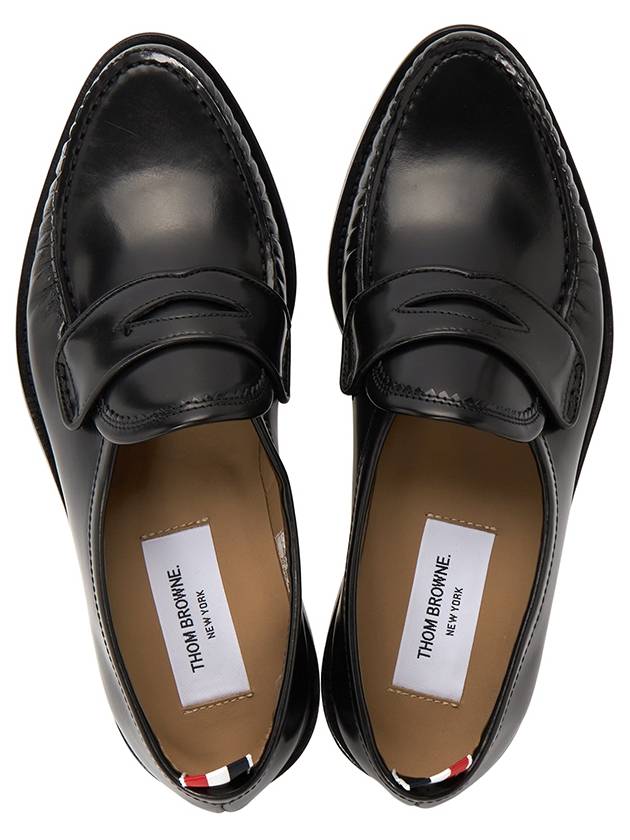 Pleated Leather Penny Loafers Black - THOM BROWNE - BALAAN 3