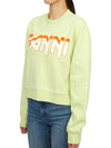 Isoli Logo Print Crew Neck Sweatshirt Green - GANNI - BALAAN.