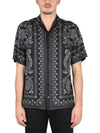 Men's Barocco Silhouette Silk Short Sleeve Shirt Black - VERSACE - BALAAN 3