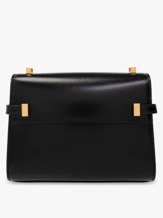 Manhattan Mini Embossed Gold-Tone Logo Leather Cross Bag Black - SAINT LAURENT - BALAAN 4