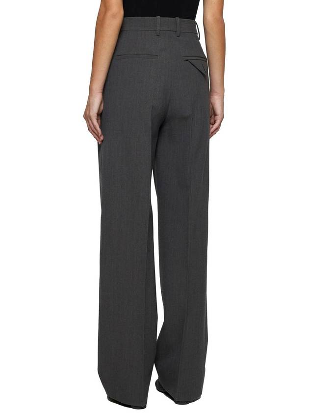 Pleated Straight Pants Grey Melange - BOTTEGA VENETA - BALAAN 3