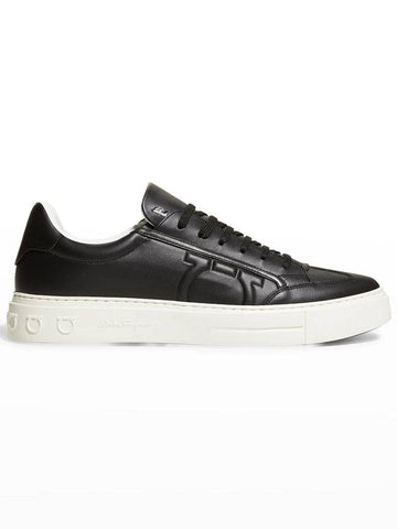 Gancini Low Top Sneakers Black - SALVATORE FERRAGAMO - BALAAN 1