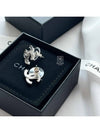 Crystal Two-tone CC Logo Earrings Silver Black - CHANEL - BALAAN.