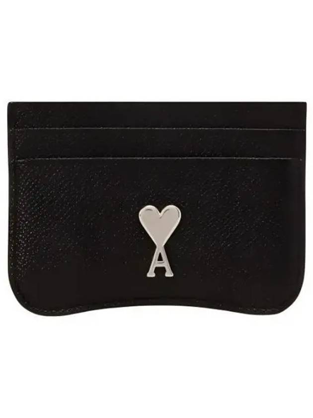 Metal Logo Leather Card Wallet Silver Black - AMI - BALAAN 2