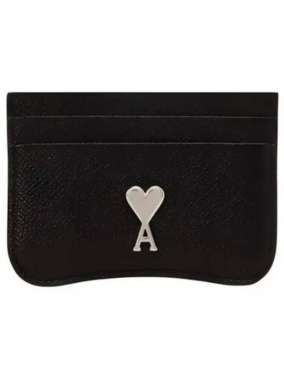 Metal Logo Leather Card Wallet Silver Black - AMI - BALAAN 2