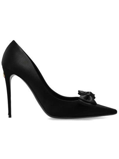 Women s Bow Detail Satin Pumps Heel Black - DOLCE&GABBANA - BALAAN 2