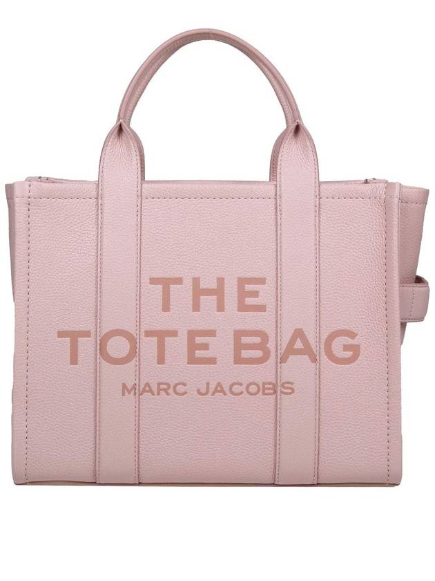 Logo Medium Leather Tote Bag Pink Rose - MARC JACOBS - BALAAN 17